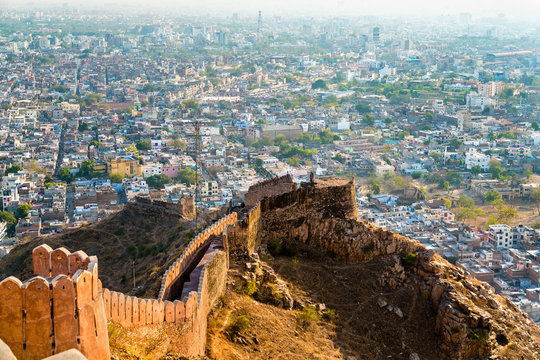 View of Jaipur from Nahargarh Fort - Rajasthan, India