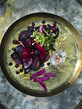 Beet salad with pomegranate seeds