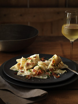Plate with ravioli