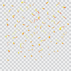 Colorful bright falling confetti and ribbon