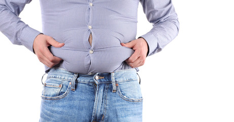Man overweight and big fat belly