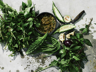 Fresh herbs and thai ingredients