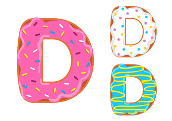 donut font vector. Letter D