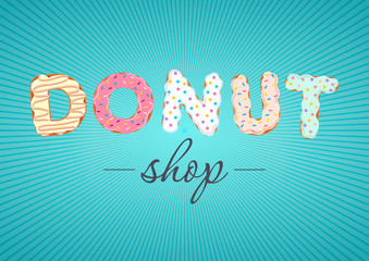 Fototapeta na wymiar Vector logo for donut shop and bakery.