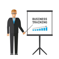 flat design businessman pointing presentation