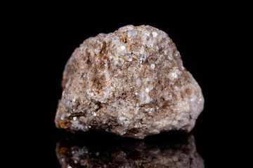 Macro mineral stone Albit on black background
