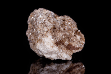 Macro mineral stone Albit on black background