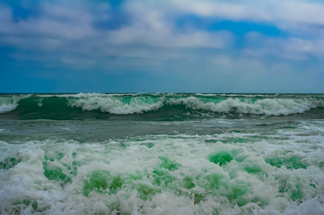 big sea wave splashing against pier fresh nature, landscape, element, beauty, power, dog