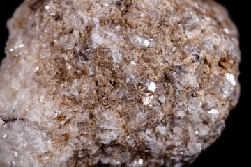 Macro mineral stone Albit on black background