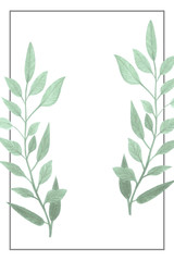 Watercolor hand painted green floral for banner, wedding, greeting card.