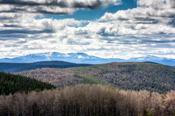 Obraz premium Mountains, forest and clouds