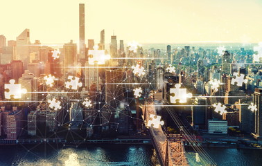 Obraz na płótnie Canvas Puzzle Pieces with the New York City skyline near Midtown