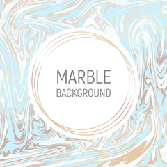 Abstract background, vector marble texture imitation. Marbleized pattern vector. Wedding invitation template with liquid suminagashi ebru ink background. Pastel blue marbling and gold texture effect.