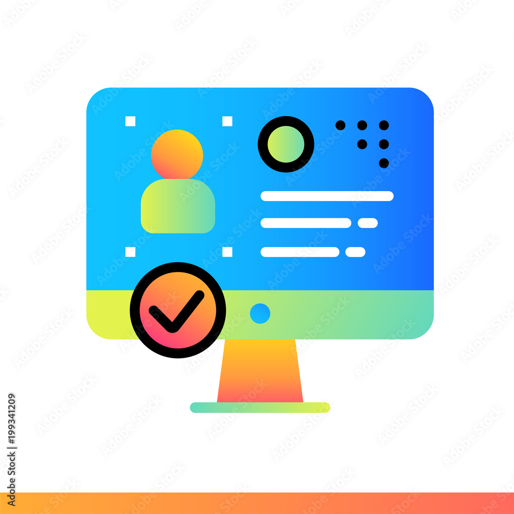 Poster outline gradient icon identity verification. online education, e-learning. suitable for print, inter