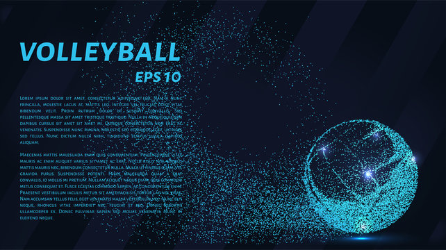 A volley of particles. Volleyball consists of small circles. Vector illustration.