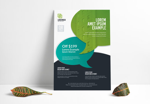 Social Media Flyer Layout with Talk Bubble Elements