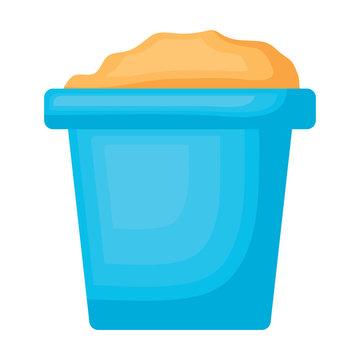 bucket with sand icon over white background, colorful design. vector illustration