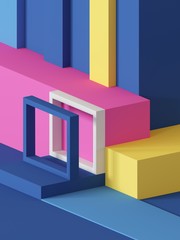 Fototapeta premium 3d render, abstract geometric background, primitive shapes, toys, cube, colorful rectangular blocks