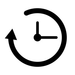 Simple, black clock/timer icon. Refresh time icon. Isolated on white