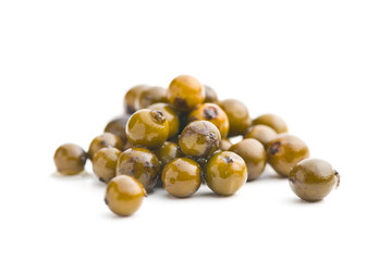 Green peppercorn in brine.