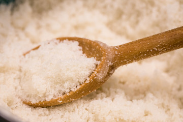 Wooden spoon with salt