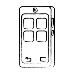 sketch of smartphone device icon over white background, vector illustration