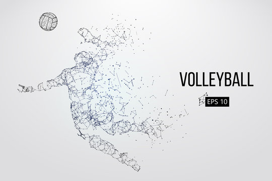 Silhouette of volleyball player. Vector illustration.