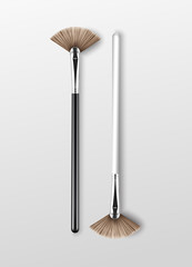 Vector Clean Professional Makeup Highlighter Brush with Black White Handle Isolated on White Background