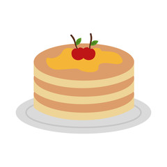 pancake with syrup maple on dish vector illustration design
