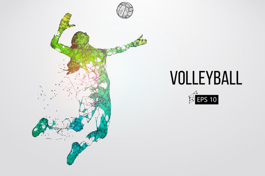 Silhouette of volleyball player. Vector illustration.