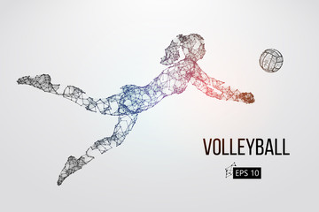 Silhouette of volleyball player. Vector illustration.