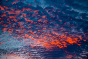 Beautiful clouds against the blue sky during sunset
