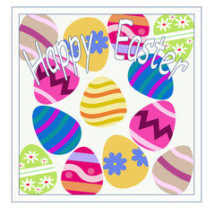 illustration in a frame with easter eggs on a light background