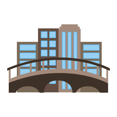 cityscape with bridge scene vector illustration design