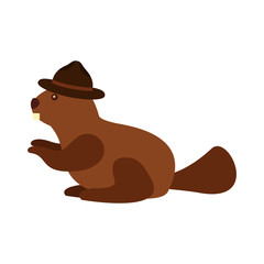 beaver with hat character vector illustration design