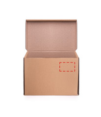 Cardboard box on white background.