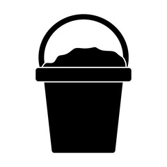 bucket with sand icon over white background, vector illustration