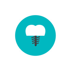 Dental core flat icon on green circle background