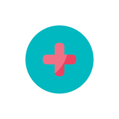 Medecine cross flat icon on green circle background