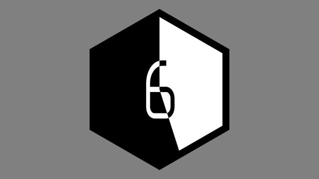 10 to 1 Hexagon Countdown Timer. A 6 sided polygon shape icon UX alpha element for transparency counting down from ten to one.