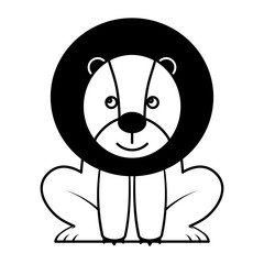 cute lion sit african animal zoo vector illustration black and white