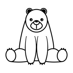 cute bear sit in the floor cartoon vector illustration black and white