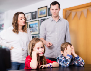 Parents jawing at children