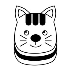 cute head kitty patch decoration vector illustration black and white