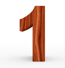 number 1 3d wooden isolated on white