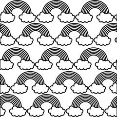 cute rainbow clous magic fantasy background vector illustration black and white