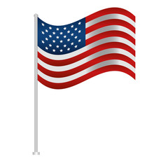 united states of america flag in pole vector illustration design