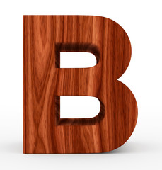 letter B 3d wooden isolated on white