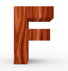 letter F 3d wooden isolated on white