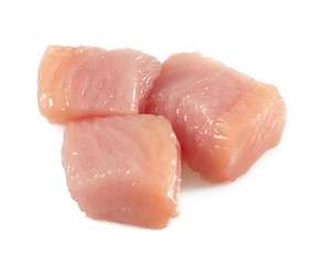 raw turkey fillet pieces isolated